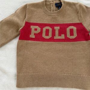 Polo by Ralph Lauren little girls size 6,  Tan and  Red Sweater, New without tag